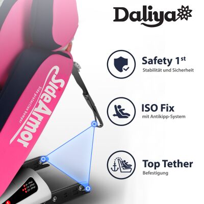 Daliya® SITORINO Kinderautositz Isofix 0-36KG Gruppe 0+ / I / II / III (Pink)