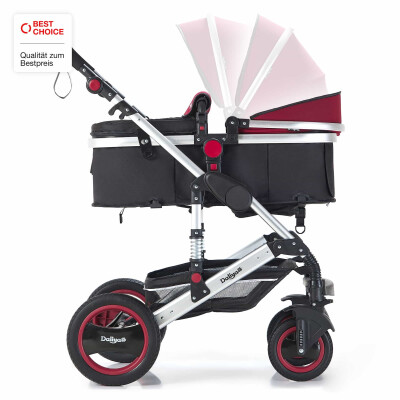 Daliya® BAMBIMO 3in1 Kinderwagen & Buggy mit Babyschale (Bordeaux-Rot Silber)