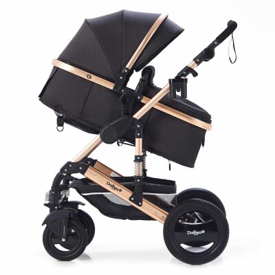 Daliya® BAMBIMO 3in1 Kinderwagen & Buggy mit Babyschale (Schwarz Gold)