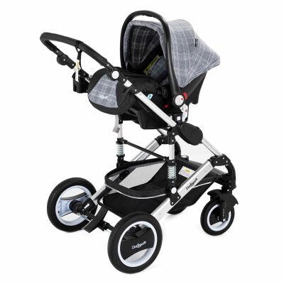 Daliya® BAMBIMO 3in1 Kinderwagen & Buggy mit Babyschale (Grau mit Muster)