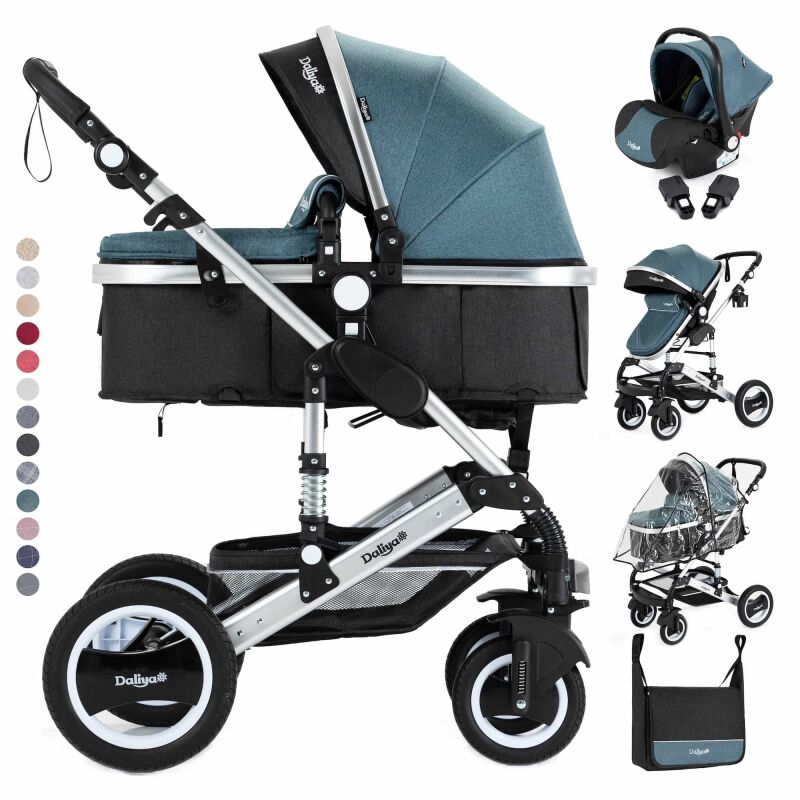 Daliya® BAMBIMO 3in1 Kinderwagen & Buggy mit Babyschale (Grün)