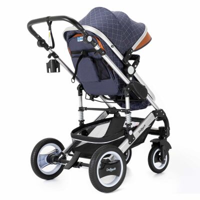 Daliya® BAMBIMO 3in1 Kinderwagen & Buggy mit Babyschale (Blau mit Kontrast-Nähten)