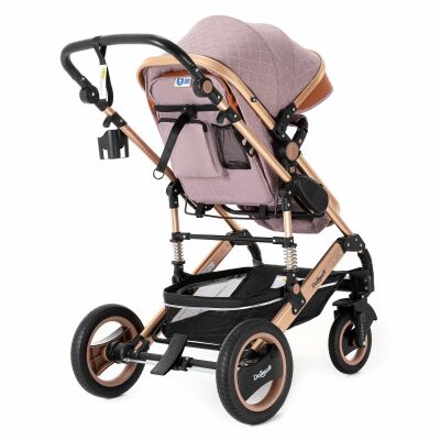 Daliya® BAMBIMO 3in1 Kinderwagen & Buggy mit Babyschale (Rosé mit Kontrast-Nähten)