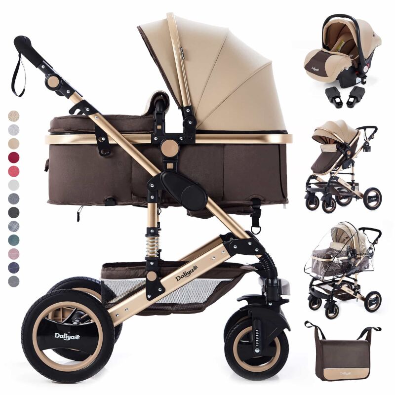 BAMBIMO Kinderwagen 3in1 (ein Daliya® refurbished Produkt Braun - Gold)