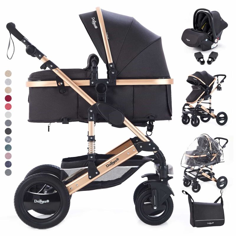 BAMBIMO Kinderwagen 3in1 (ein Daliya® refurbished Produkt Schwarz-Gold)