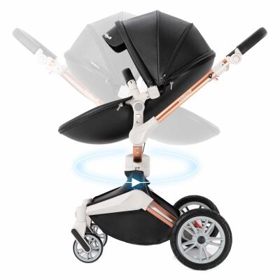 Daliya® TURNIYO 2in1 Kinderwagen 360°drehbar (Schwarz)