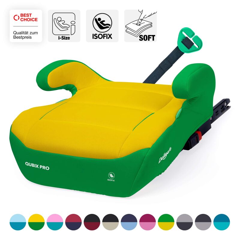 Daliya® QUBIX PRO Kindersitzerhöhung Isofix und I-Size (Grün - Gelb)