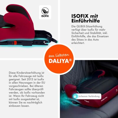 Daliya® QUBIX PRO Kindersitzerhöhung Isofix und I-Size (Rot - Schwarz)