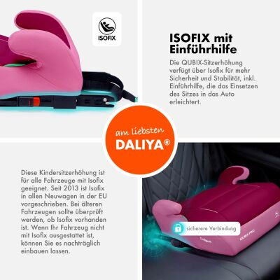 Daliya® QUBIX PRO Kindersitzerhöhung Isofix und I-Size (Rosa - Magenta)