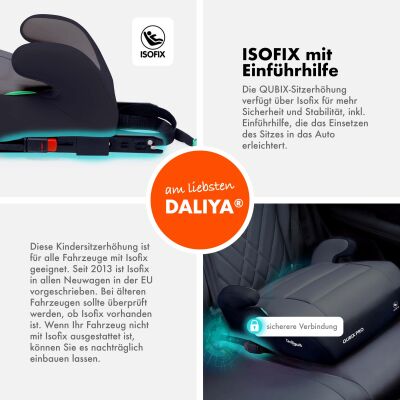 Daliya® QUBIX PRO Kindersitzerhöhung Isofix und I-Size (Schwarz - Grau)