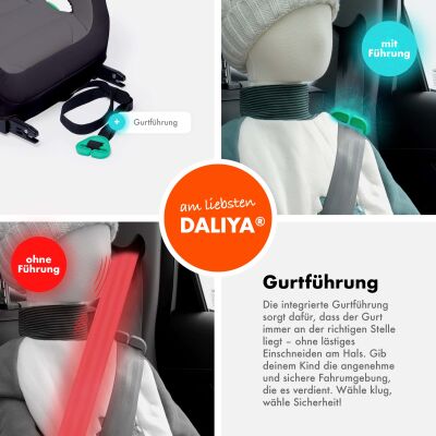 Daliya® QUBIX PRO Kindersitzerhöhung Isofix und I-Size (Schwarz - Grau)