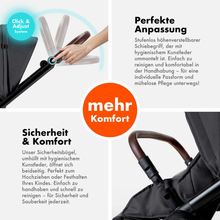 Daliya® ALPINO 2in1 Buggy & Kinderwagen (Schwarz)