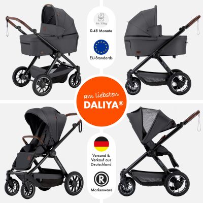 Daliya® ALPINO 2in1 Buggy & Kinderwagen (Schwarz)