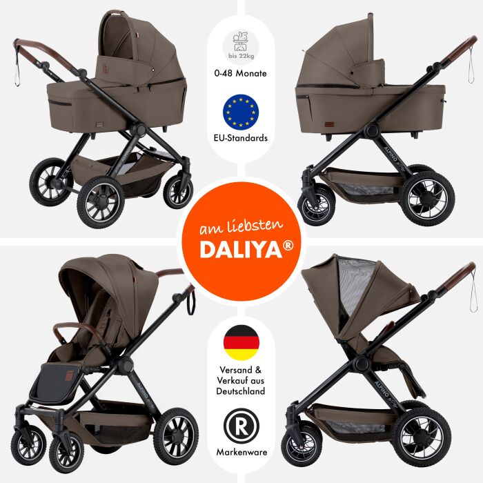 Daliya® ALPINO 2in1 Buggy & Kinderwagen (Braun)