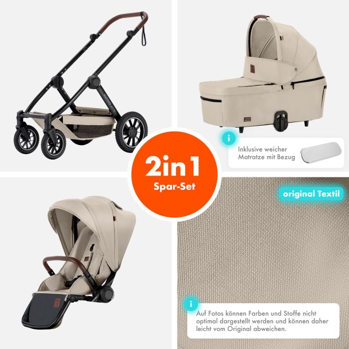 Daliya® ALPINO 2in1 Buggy & Kinderwagen (Beige)