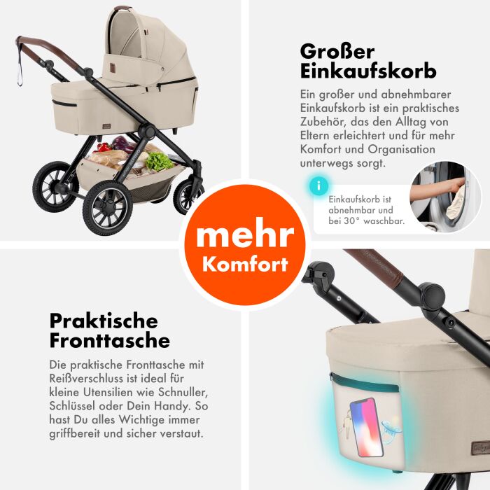 Daliya® ALPINO 2in1 Buggy & Kinderwagen (Beige)