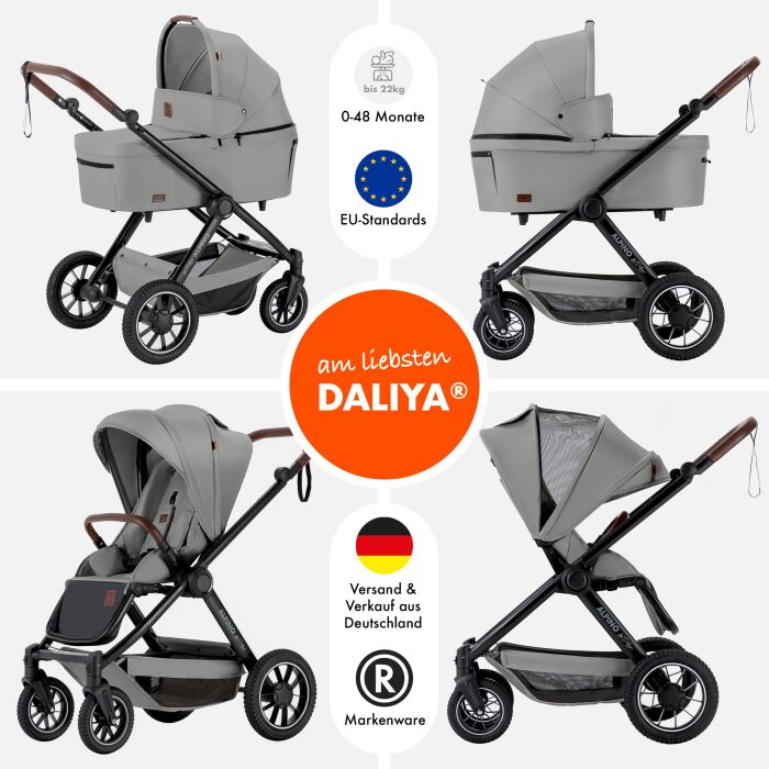 Daliya® ALPINO 2in1 Buggy & Kinderwagen (Grau)