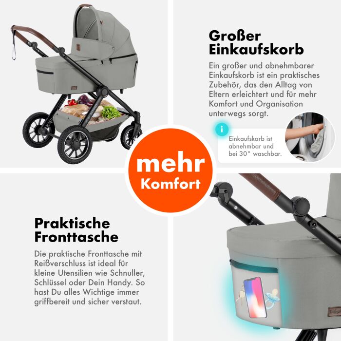 Daliya® ALPINO 2in1 Buggy & Kinderwagen (Grau)