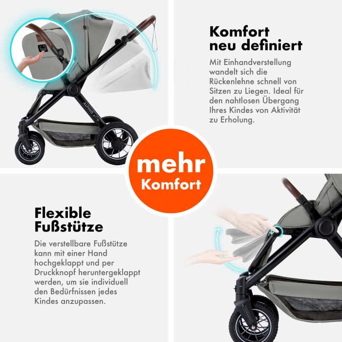 Daliya® ALPINO 2in1 Buggy & Kinderwagen (Grau)