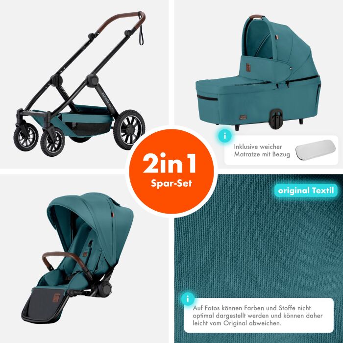 Daliya® ALPINO 2in1 Buggy & Kinderwagen (Türkis)