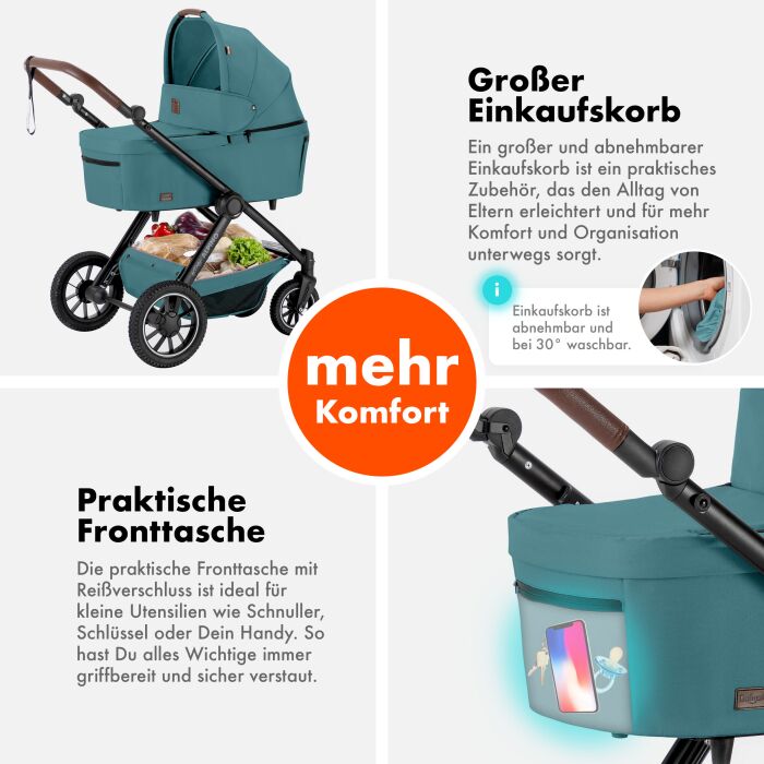 Daliya® ALPINO 2in1 Buggy & Kinderwagen (Türkis)