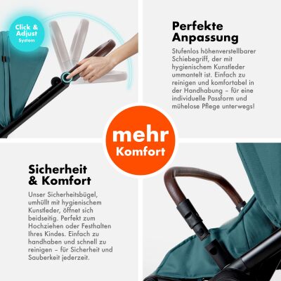 Daliya® ALPINO 2in1 Buggy & Kinderwagen (Türkis)