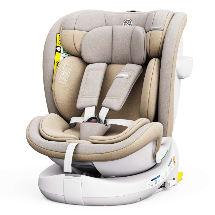 ROTAZIONE I-Size Kindersitz 360° drehbar – Beige | I-Size, ISOFIX, Melange-Stoff