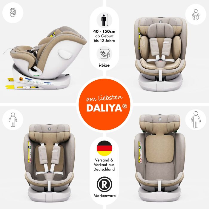 ROTAZIONE I-Size Kindersitz 360° drehbar – Beige | I-Size, ISOFIX, Melange-Stoff