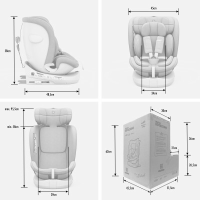 ROTAZIONE I-Size Kindersitz 360° drehbar – Beige | I-Size, ISOFIX, Melange-Stoff