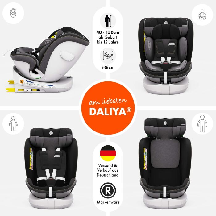 ROTAZIONE I-Size Kindersitz 360° drehbar – Schwarz | I-Size, ISOFIX, Premium-Sicherheit