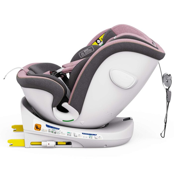 ROTAZIONE I-Size Kindersitz 360° drehbar – Rosa | I-Size, ISOFIX, Weicher Melange-Stoff