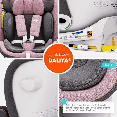 ROTAZIONE I-Size Kindersitz 360° drehbar – Rosa | I-Size, ISOFIX, Weicher Melange-Stoff