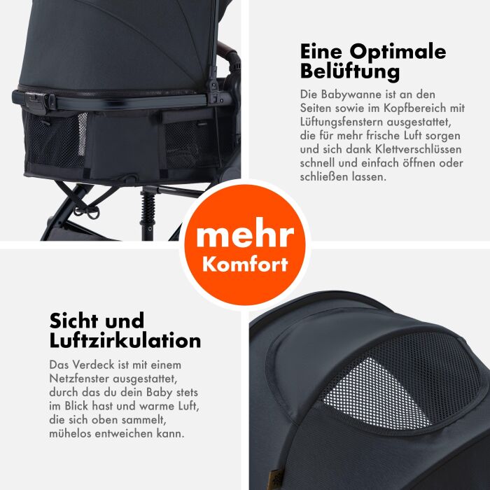 Daliya® NEOMOVE 3in1 Kinderwagen & Buggy (Schwarz-Schwarz)