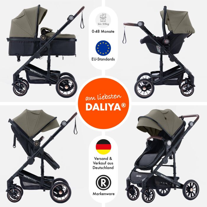 Daliya® NEOMOVE 3in1 Kinderwagen & Buggy (Schwarz-Braun)