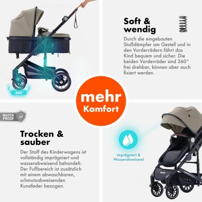 Daliya® NEOMOVE 3in1 Kinderwagen & Buggy (Schwarz-Beige)