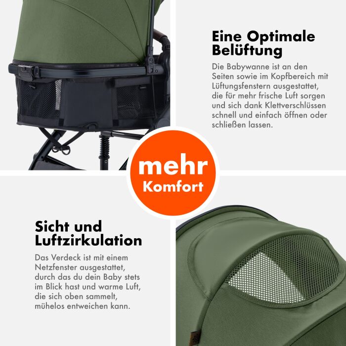 Daliya® NEOMOVE 3in1 Kinderwagen & Buggy (Schwarz-Olivgrün)