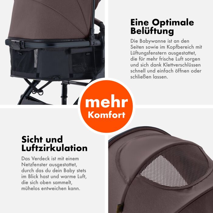 Daliya® NEOMOVE 3in1 Kinderwagen & Buggy (Schwarz-Weinrot)