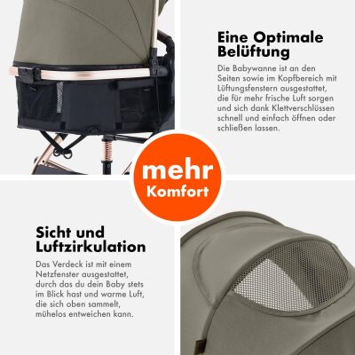 Daliya® NEOMOVE 3in1 Kinderwagen & Buggy (Gold-Braun)