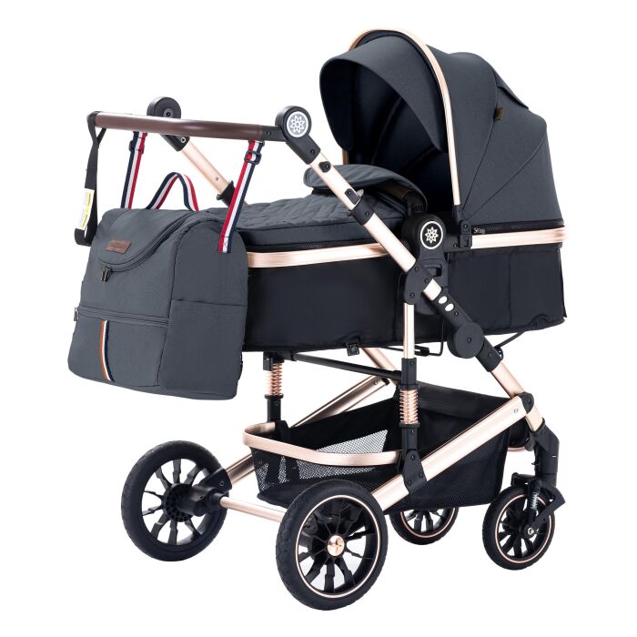 Daliya® NEOMOVE 3in1 Kinderwagen & Buggy (Gold-Dunkelgrau)