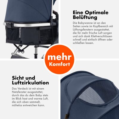 Daliya® NEOMOVE 3in1 Kinderwagen & Buggy (Silber-Blau)