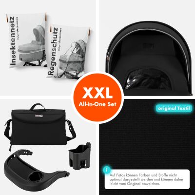 Daliya® FLEXI-PRO M 2in1 Kinderwagen & Buggy (Schwarz Uni)