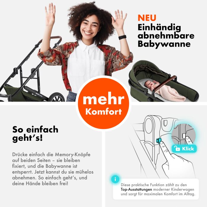 Daliya® FLEXI-PRO M 2in1 Kinderwagen & Buggy (Olivgrün)