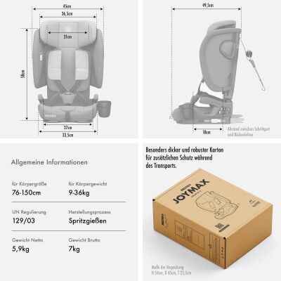 Daliya® JOYMAX i-Size Kinderautositz 76-150cm (Farbauswahl)